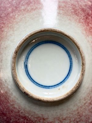 An unusual Chinese famille verte copper-red-ground shallow bowl with floral design, 19th C. — foto 9