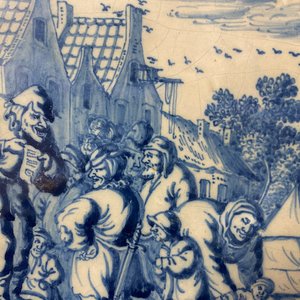 An unusual Dutch Delft blue and white plaque with a village scene, 2nd half 17th C. — 照片 5