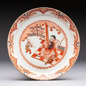 An unusual Dutch Delft doré chinoiserie plate, 1st half 18th C. — 照片 1