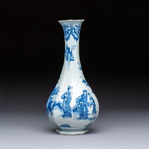 An unusual octagonal blue and white Dutch Delft chinoiserie vase in Transitional style, 17th C. — photo 1