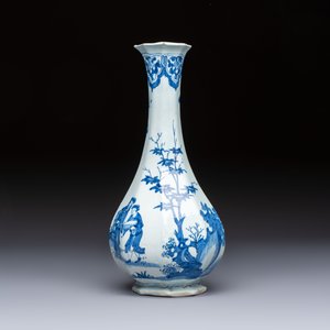 An unusual octagonal blue and white Dutch Delft chinoiserie vase in Transitional style, 17th C. — photo 2