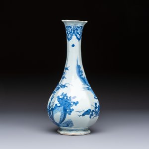 An unusual octagonal blue and white Dutch Delft chinoiserie vase in Transitional style, 17th C. — photo 3