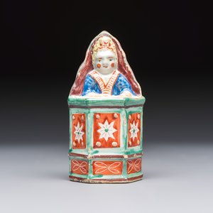 An unusual polychrome Dutch Delft model of a child in a highchair, 18th C. — foto 2
