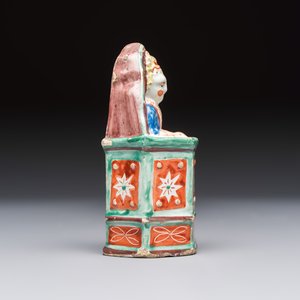 An unusual polychrome Dutch Delft model of a child in a highchair, 18th C. — foto 5