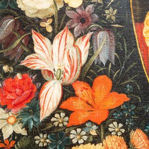 Andries Daniels (c. 1580-1640), attribué à: 'Le mariage de Marie et Joseph' dans un médaillon ovale entouré d'une guirlande florale, huile sur toile — photo 14