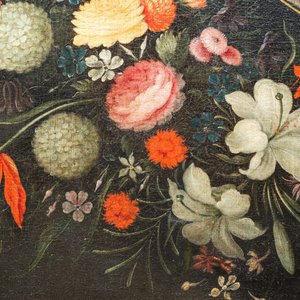 Andries Daniels (c. 1580-1640), attributed to: 'The wedding of Mary and Joseph' in an oval medallion with a floral garland, oil on canvas — 照片 13