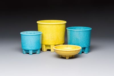 Andries Dirk Copier (1901–1991): four Art Deco Graniver cactus pots, the Netherlands, 1930s