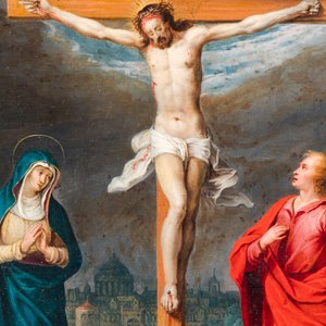 Antwerp school, 16th C.: 'Crucifixion of Christ', oil on copper — photo 4