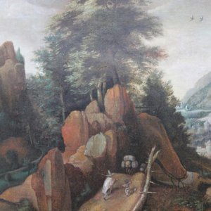 Antwerp School, early 17th C., "Travellers in a landscape", oil on canvas — photo 1