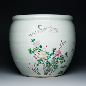 Aquarium en porcelaine de Chine famille rose à décor de grues, 19ème — photo 4