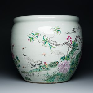 Aquarium en porcelaine de Chine famille rose à décor de grues, 19ème — photo 5