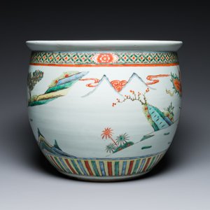 Aquarium en porcelaine de Chine famille verte à décor de guerriers à cheval, 19ème — photo 4