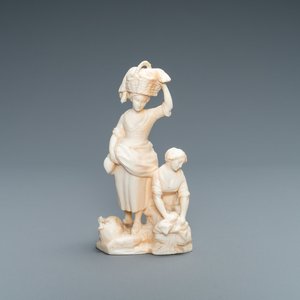 Armand Boutrolle (Paris, 1886-1972), un groupe en ivoire sculpté: Les lavandières, 1er quart du 20ème — photo 1