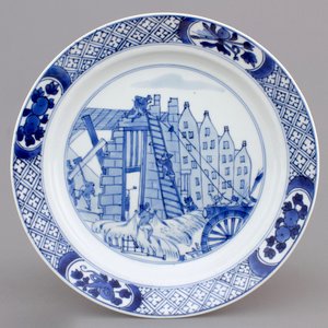 Assiette en porcelaine de Chine, bleu et blanc, à décor de 'La Rébellion de Rotterdam', Kangxi — photo 1