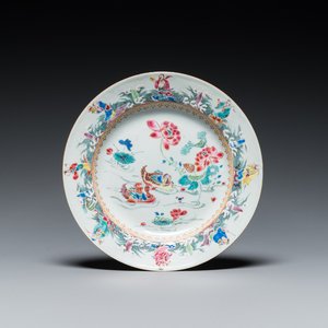 Assiette en porcelaine de Chine famille rose à décor de canards et d'immortels, Yongzheng — photo 1