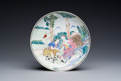 Assiette en porcelaine de Chine famille rose de la Compagnie des Indes à sujet mythologique, Yongzheng/Qianlong