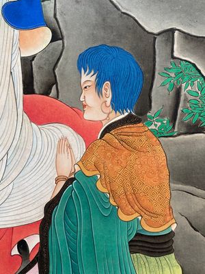 Attribué à Ren Xun 任薰 (1835-1893): 'Bodhisattva et serviteurs', encre et couleurs sur papier — photo 6