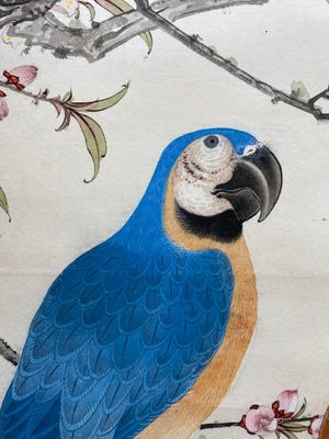 Attribué à Tian Shiguang 田世光 (1916-1999): 'Perroquet', encre et couleurs sur papier, daté 1944 — photo 8