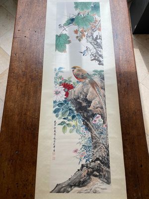 Attribué à Yan Bolong 顏伯龍 (1898-1955): 'Oiseaux', encre et couleurs sur papier — photo 1