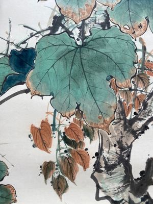 Attribué à Yan Bolong 顏伯龍 (1898-1955): 'Oiseaux', encre et couleurs sur papier — photo 9