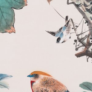 Attribué à Yan Bolong 顏伯龍 (1898-1955): 'Oiseaux', encre et couleurs sur papier — photo 5