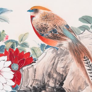 Attribué à Yan Bolong 顏伯龍 (1898-1955): 'Oiseaux', encre et couleurs sur papier — photo 6