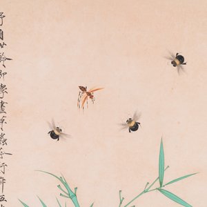 Attribué à Yu Fei'an 于非闇 (1889-1959) : 'Bambou et insectes', encre et couleurs sur soie, daté 1945 — photo 4