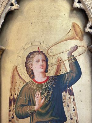 Attributed to C.L. Romoli: 'Trumpeting Angels', oil on panel, Italy, Neo-Gothic, 19th C. — 照片 16