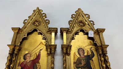 Attributed to C.L. Romoli: 'Trumpeting Angels', oil on panel, Italy, Neo-Gothic, 19th C. — 照片 20
