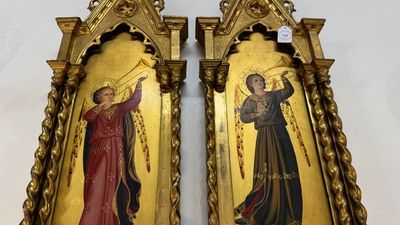 Attributed to C.L. Romoli: 'Trumpeting Angels', oil on panel, Italy, Neo-Gothic, 19th C. — 照片 21
