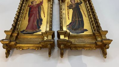 Attributed to C.L. Romoli: 'Trumpeting Angels', oil on panel, Italy, Neo-Gothic, 19th C. — 照片 22