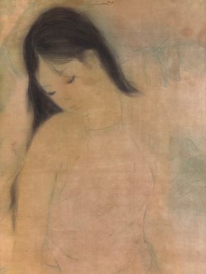 Attributed to Nguyen Gia Tri (1908-1993): 'Bather', ink and watercolour on silk, Tien Sa, dated 1st Jan. 1974 — foto 4