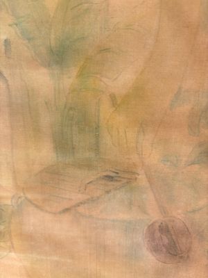 Attributed to Nguyen Gia Tri (1908-1993): 'Bather', ink and watercolour on silk, Tien Sa, dated 1st Jan. 1974 — photo 15