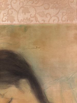 Attributed to Nguyen Gia Tri (1908-1993): 'Bather', ink and watercolour on silk, Tien Sa, dated 1st Jan. 1974 — photo 3