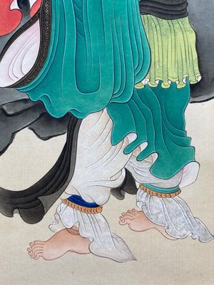 Attributed to Ren Xun 任薰 (1835-1893): 'Bodhisattva with servants', ink and colour on paper — 照片 7