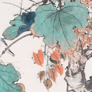 Attributed to Yan Bolong 顏伯龍 (1898-1955): 'Birds', ink and colour on paper — 照片 4