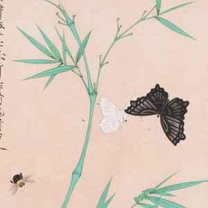 Attributed to Yu Fei'an 于非闇 (1889-1959): 'Bamboo and insects', ink and colour on silk, dated 1945 — photo 5