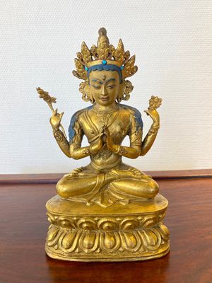 Avalokitesvara en bronze doré, Sino-Tibet, 17/18ème — photo 1