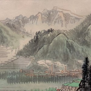 Bai Xueshi (1915-2011) en Hou Dechang (1934): Zicht op de Chinese muur, inkt en kleur op papier, gedat. 1974 — foto 5