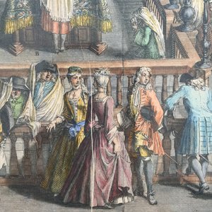 Barnard Picart, "“La dedicace de la Synagogue des Juifs Portugais, a Amsterdam”, gravure sur cuivre, coloris ancien, 1724-1737 — photo 5