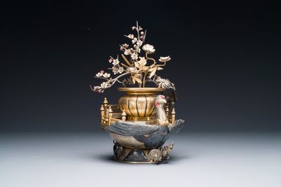 Bateau en bronze, argent et partiellement doré, Japon, Meiji, 19ème