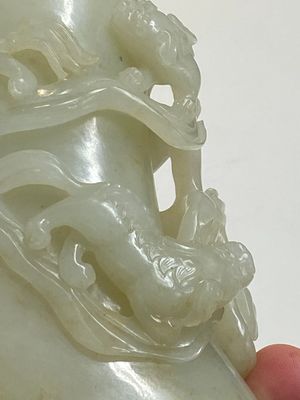 Beau vase couvert aux lions bouddhistes en jade blanc, Chine, Qing — photo 19