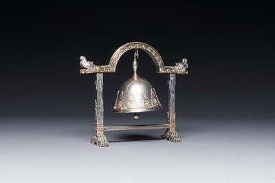 Belle cloche de table ou gong miniature en argent doré, Asie du Sud-Est, début du 20ème