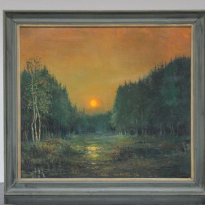 Bernard Bosschaert (1935- ), Sunset in a forest, oil on canvas — 照片 1