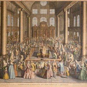 Bernard Picart, "Inwijding van de Portugese synagoge te Amsterdam", handingekleurde kopergravure, 1724-1737 — foto 1