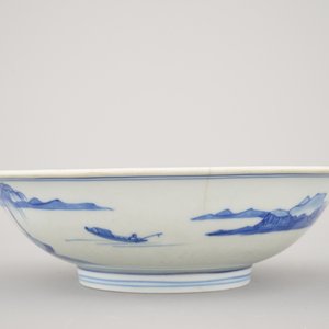 Blauw en wit bord in Chinees porselein, gemerkt Kangxi en uit die periode, ca 1700 — foto 3