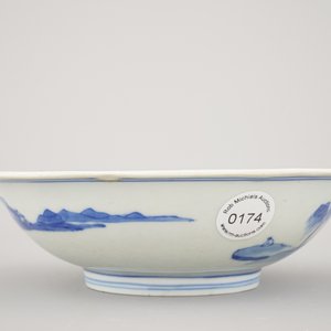 Blauw en wit bord in Chinees porselein, gemerkt Kangxi en uit die periode, ca 1700 — foto 5