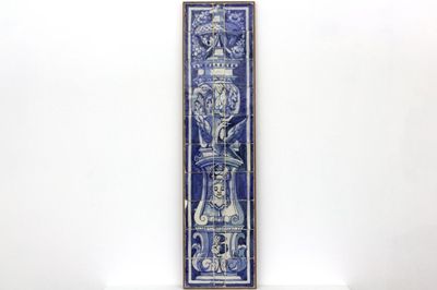 Blauw en wit Portugees tegeltableau, 17e eeuw