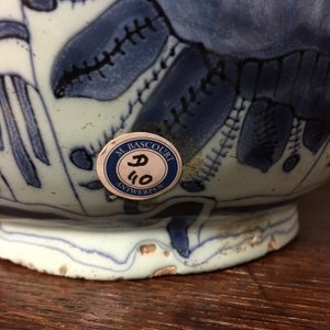 Blauw en witte Delftse flesvaas met chinoiserie, Wan-Li stijl, 17e eeuw — foto 2
