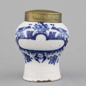 Blauw en witte Delftse miniatuur apothekerspot, 18e eeuw — foto 1